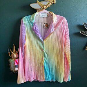 Dressed in Lala Rainbow Plisse Top